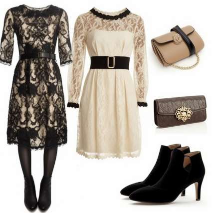 Outfit Ideas for Black Tights with Cream Boots