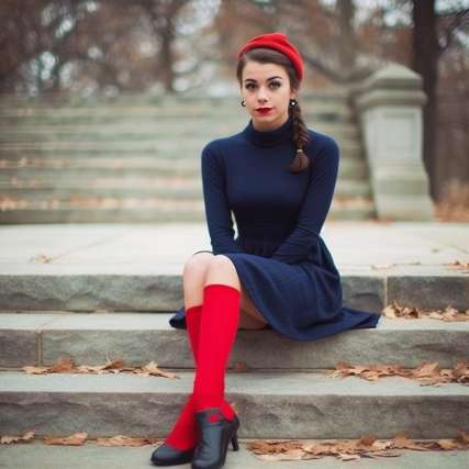 Red Color Hose to Wear with a Navy Dress