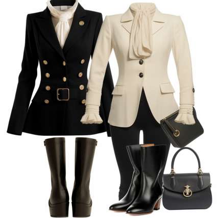 Outfit Ideas for Black Tights with Cream Boots