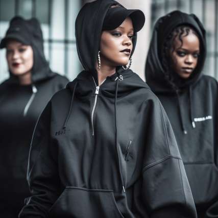 Rihanna wear all black street outfit