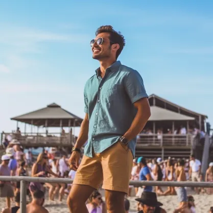 Beach Concert Outfit Ideas: Sunset Ready in Khaki Shorts and Polo