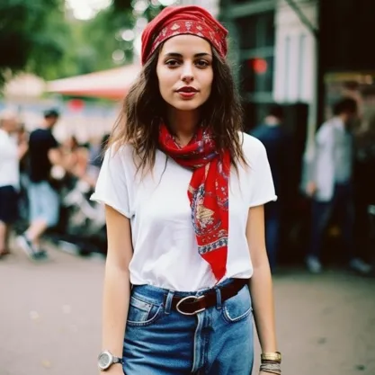 Stylish Willie Nelson Concert Outfit: Bandana Magic for Jeans-and-Tee Combo