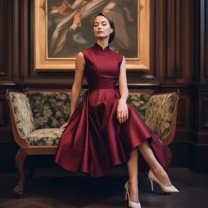 Classical Concert Outfits: A Captivating Burgundy A-Line Dress