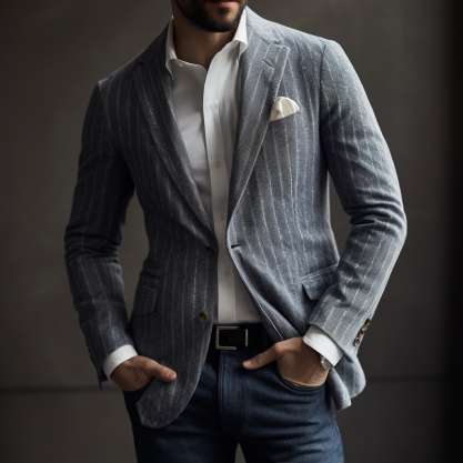 Pinstripe Jacket with Solid Pants