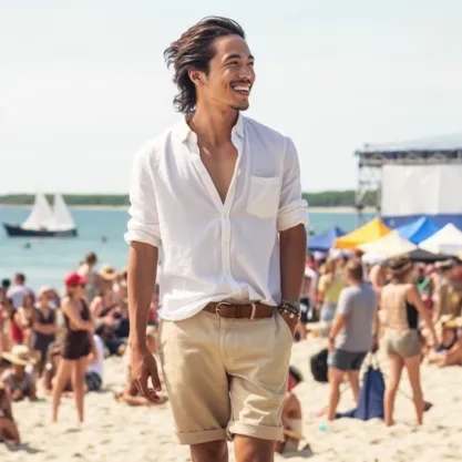 Beach Concert Outfit Ideas: Chill Vibes in Linen Button-Downs and Shorts