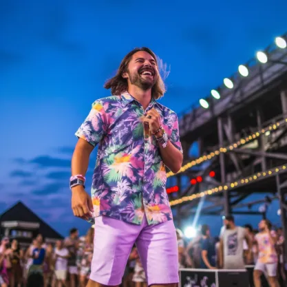 Beach Concert Outfit Ideas:  Surf's Up with Short-Sleeve Hawaiian Shirts