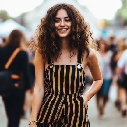 Beach Concert Outfit Ideas For Women: Striped Jumpsuit