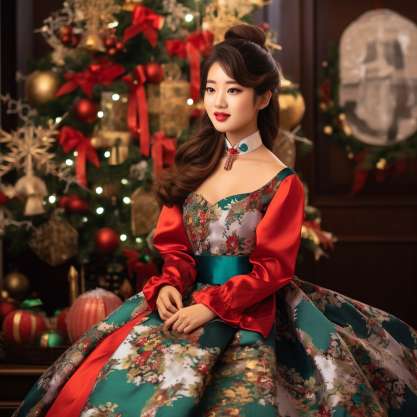 Chic Hanbok Fusion Korean Christmas Outfit Ideas for Women