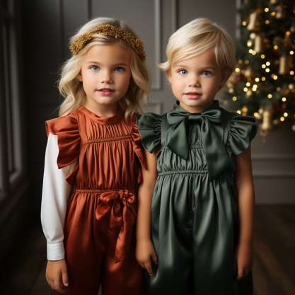 Classic Coordinated Elegance for Smocked Sibling Christmas Outfits