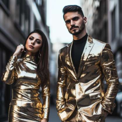 Metallic Magic for Couple Christmas Outfit 