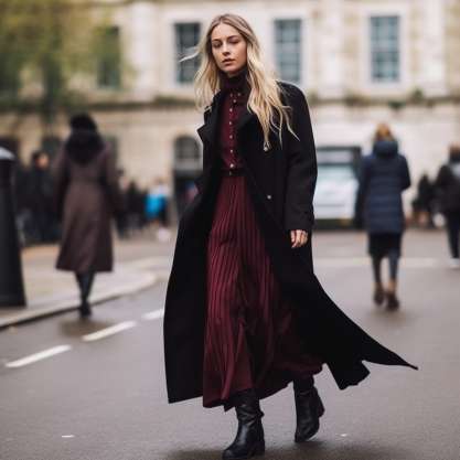 Coat to Wear with Midi Dress: Bold Boots