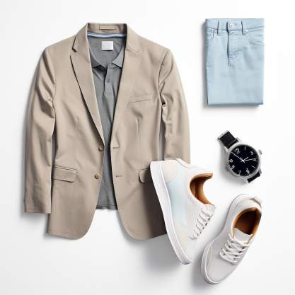 Tan Sports Coat with Blue Pants: Casual Cool