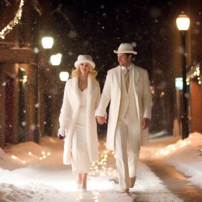 Winter Wonderland Whites Couple Christmas Outfit Ideas