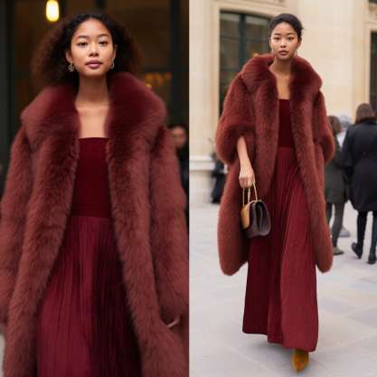 What Coat to Wear with Midi Dress: Faux Fur Glam