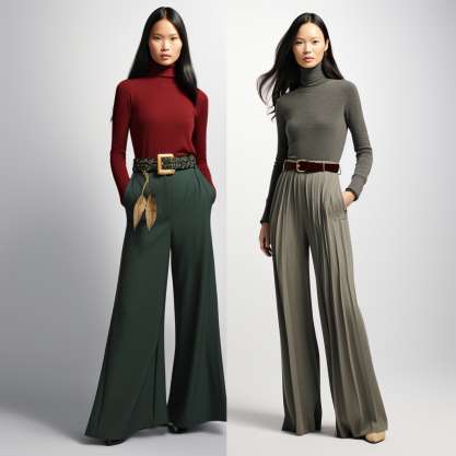 Turtleneck and Wide-Leg Pants for Preppy Christmas Outfits 