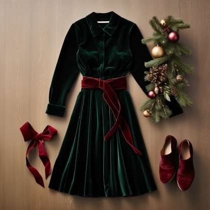 Classic Velvet Elegance as Vintage Christmas Outfits 