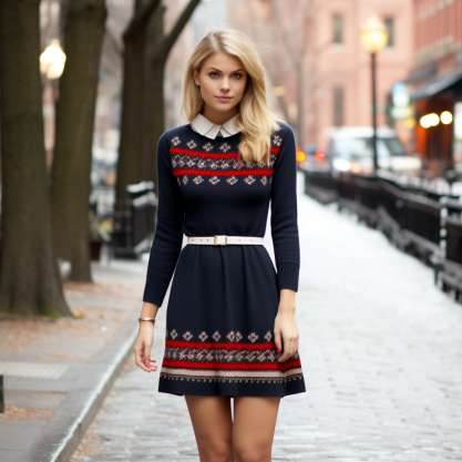 Fair Isle Sweater Dress for Preppy Christmas Outfits for Women