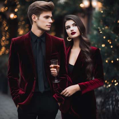 Velvet Vibes Christmas Outfit Ideas for  Couple 