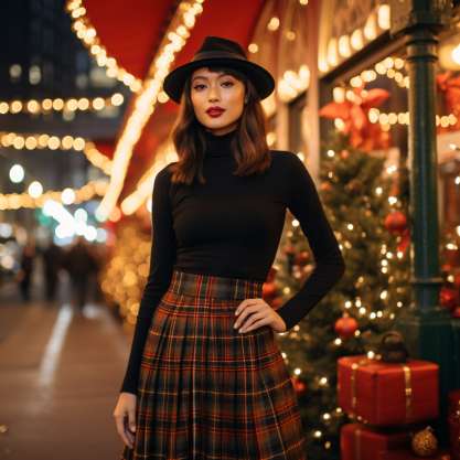 Vintage Christmas Outfits for Women:  Festive Plaid Perfection