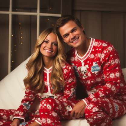 Holiday Pajama Party for Christmas Couple Outfit Ideas: 