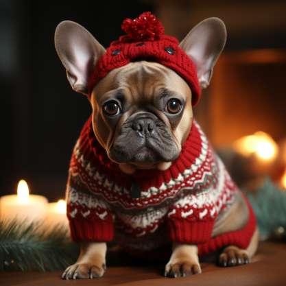 French Bulldog Christmas Outfits:  Upcycled Christmas Sweater