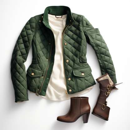 Quilted Jacket and Skinny Jeans for Preppy Christmas Outfits for Women