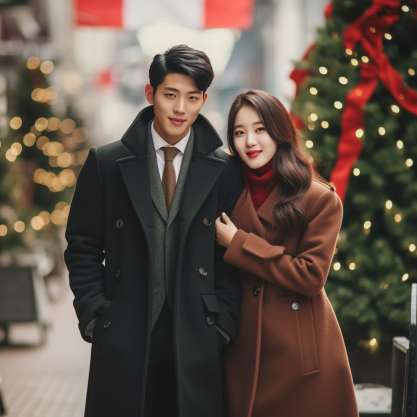 Coordinated Couple Goals Korean Christmas Outfit Ideas for Women: