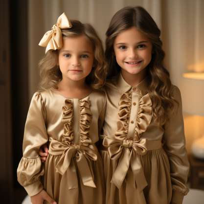 Golden Glamour Siblings Smocked Christmas Outfits