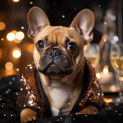 French Bulldog Christmas Outfits: New Year's Glam 